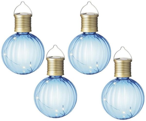 MARELIDA LED Solarleuchte LED Solar Glühbirnen Kugelleuchten für Garten Terrasse blau 4 Stück, LED Classic, warmweiß (2100K bis 3000K)