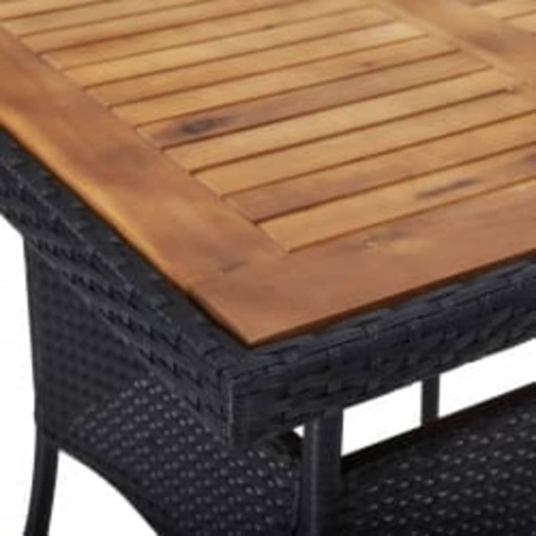 vidaXL 5-tlg. Garten-Essgruppe Schwarz Poly Rattan und Akazienholz 3058322 Bild 7