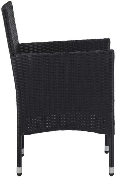 vidaXL 5-tlg. Garten-Essgruppe Schwarz Poly Rattan und Akazienholz 3058322 Bild 3