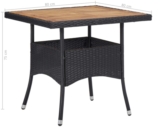 vidaXL 5-tlg. Garten-Essgruppe Schwarz Poly Rattan und Akazienholz 3058322 Bild 6