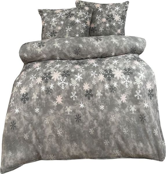 One Home Bettwäsche Winter Fleece, Fleece, 4 teilig, Schneeflocken, kuschelig flauschig warm weich Winter Normalgröße