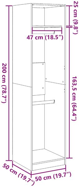 vidaXL Kleiderschrank Artisan-Eiche 50x50x200 cm Holzwerkstoff 3307791 Bild 9