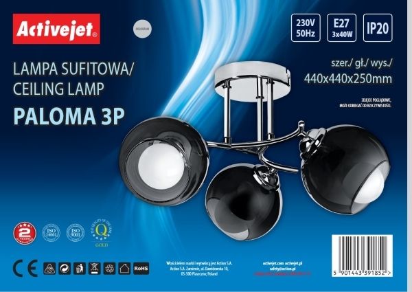 Activejet 3 Glühbirne(n) E27 IP20 Silber