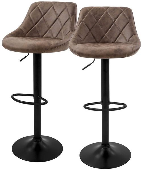 ML-DESIGN Barhocker Gepolsterter Barstuhl mit Rückenlehne und Fußstütze, 360° drehbar (2 St), Drestuhl höhenverstellbar 62-82 cm, Braun, Bezug aus Kunstleder