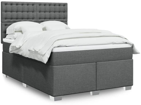 vidaXL Boxspringbett mit Matratze Dunkelgrau 140x190 cm Stoff 3292798