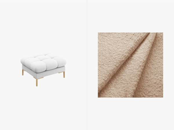 Micadoni Hocker Mamaia 1-Sitzer Boucle Baloo Beige goldene Beine