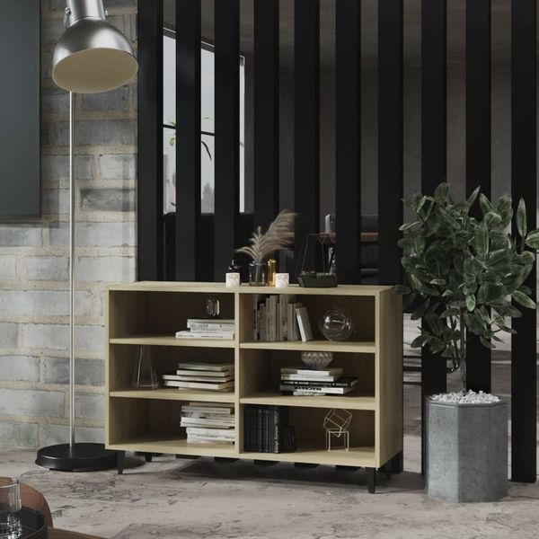 vidaXL Sideboard Sonoma-Eiche 103,5 x 35 x 70 cm Spanplatte, Füße schwarz