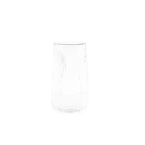 Mulex 4-Teilig Glas Set Stripe Riffel Longdrink-Glas, Glas, Hitzebeständig 500ml
