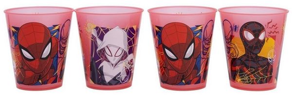 Spiderman Becher Kinder Becher Set 4 teilig 285 ml aus Polypropylen
