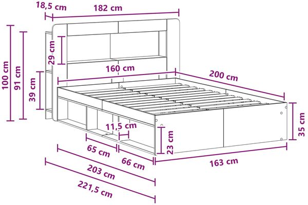 vidaXL Bettgestell mit Stauraum Weiß 160 x 200 cm Holzwerkstoff 3433509 Bild 9