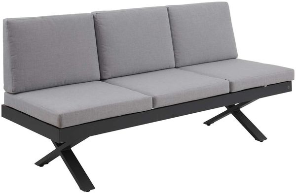Eckbankelement 3-Sitz li. Rieke / Rieke III, Aluminium, Grau, 198 x 88 x 72 cm