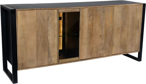 Sideboard LIV - Mangoholz Schwarz Matt 81 x 47 x 180 cm | Schrank Flur Schlafzimmer Kommode
