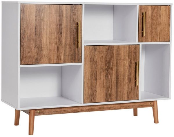 COSTWAY Sideboard Standregal Kommode Schrank Aufbewahrungsschrank, freistehender Holzschrank Bücherschrank Akzentschrank für Wohnzimmer & Schlafzimmer