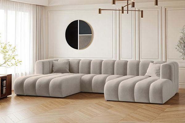Kaiser Möbel Ecksofa U-from, Sofa Grand modular stoff Salvador und Haga, Zwei Arten von Stoffen, große Auswahl an Farben, praktisch, bequem