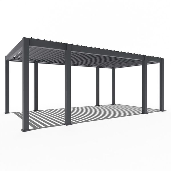 Weide Prestige Pergola | Voll-Alu-Pavillon | Inkl. LED, 4x Lamellenwand & 4x Sonnenrollo | Lamellendach Anthrazit | 3,6x6,57 M Bild 2