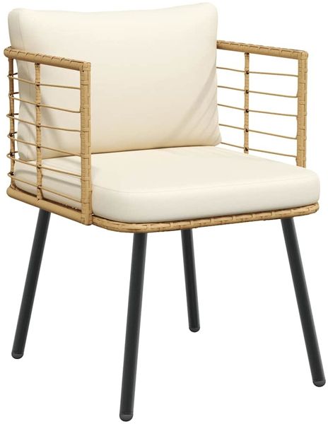 vidaXL Gartenstuhl mit Kissen Natur Poly Rattan 4108260