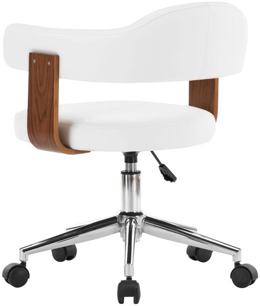 vidaXL Drehbarer Bürostuhl Weiß Bugholz und Kunstleder [3054837] Bild 3