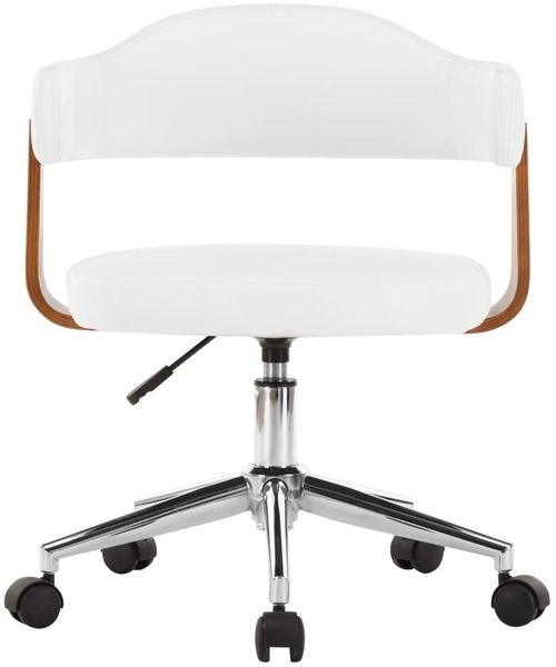 vidaXL Drehbarer Bürostuhl Weiß Bugholz und Kunstleder [3054837] Bild 2