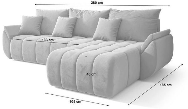 Luxusbetten24 Schlafsofa Designer Sofa Lenoa L in Samt, mit Stauraum und Schlaffunktion