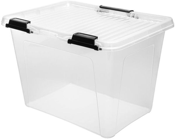 Scharnierbox 19L transparent mit Deckel Aufbewahrungsbox Spielzeugbox Ordnungsbox Aufbewahrungskiste Spielzeugkiste Universalbox 38x28x27cm