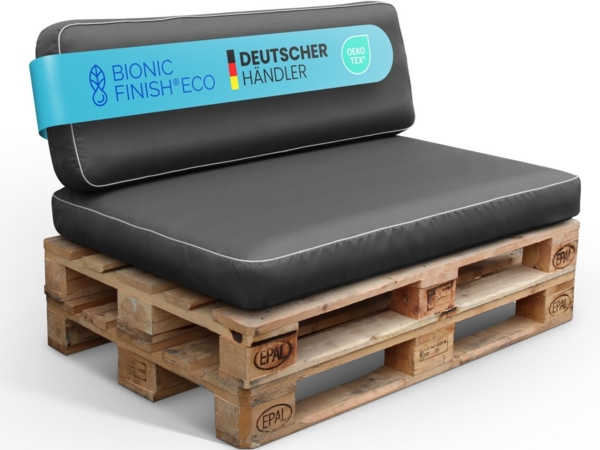 Arsvita Palettenkissen luftgepolstert & platzsparend (Sitzkissen 120x80 Rückenkissen 120x40), bequem, wetterfest, kompakt verstaubar – mit abnehmbarem Bezug