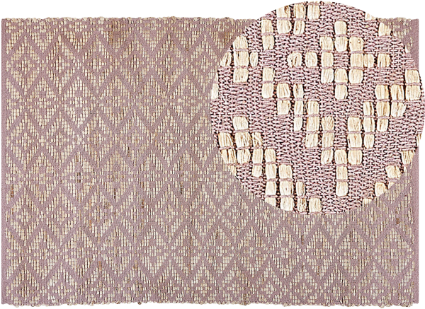 Teppich Baumwolle beige rosa geometrisches Muster 160 x 230 cm Kurzflor GERZE