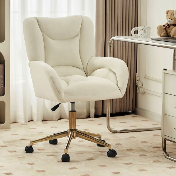 REDOM Stuhl Höhenverstellbarer Drehstuhl (Höhenverstellbarer Drehstuhl mit Samtbezug für Home Office, Ergonomisches Design, Drehrollen und goldene Metallbeine, 1 St), mit goldenen Beinen