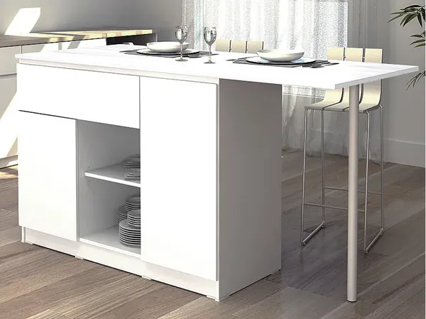 Vente-unique - TUNORI Küchenmöbel Holz, Platte Weiß - B 70 cm x H 90,5 cm x L 169,8 cm