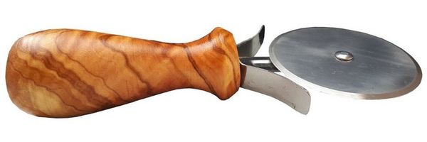 Olivenholz-erleben Pizzaschneider mit Griff aus Olivenholz, Gesamtlänge ca. 16,5 cm, antibakterielle Wirkung, leicht in der Hand