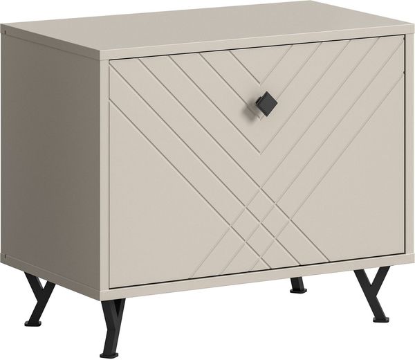 INOSIGN Sitzbank Mento, Breite 57 cm, 1 Klappe, 1 Fach, Metall Knopfgriff & Y-Füße, Klappe mit Ornamentfräsung, Truhe, Flurbank, Garderobe, Flur, Diele