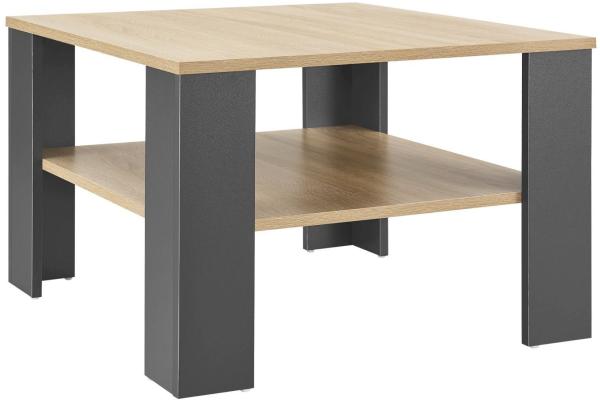 Juskys Couchtisch mit Ablage, Spanplatte Holzoptik/dunkelgrau, 60x60 cm