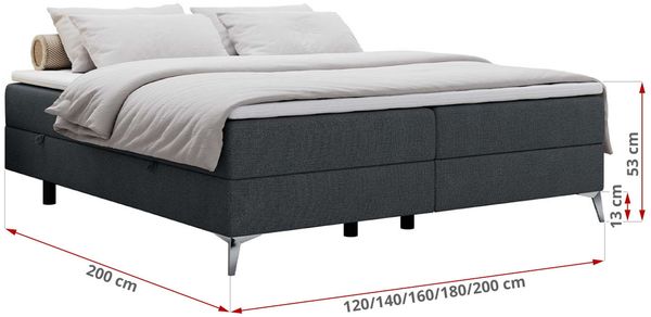 Boxspringbett - Doppelbett mit Multipocket-Matratze - LESS -180x200 - Dunkelgrau Stoff - H4 Bild 5