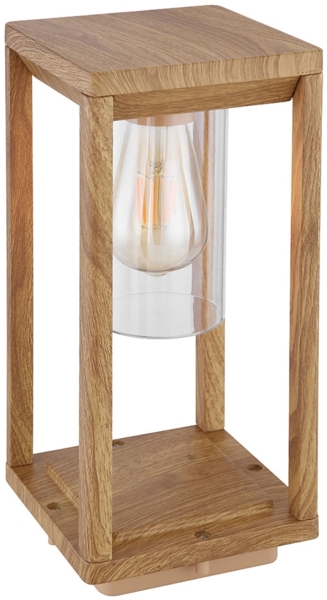 Außenleuchte, Sockelleuchte, ALU, Holzoptik, H 35 cm