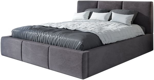 Polsterbett VEROM 90x200 mit Matratze, Bettkasten und Lattenrost. Farbe: Grau 16