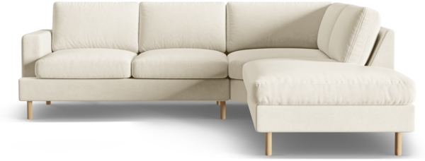 Micadoni Symmetrisches Ecksofa Aliya 5-Sitzer Rechts Samt Beige