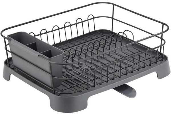 mDesign Abtropfgestell Geschirrabtropfgitter Abtropfkorb Metall Grau