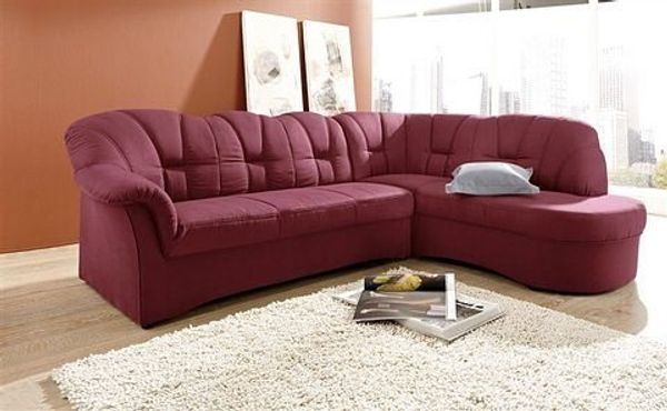 DOMO collection Ecksofa Papenburg, zeitlose Rückensteppung, elegante Armlehne, L-Form, mit Ottomane, wahlweise mit Bettfunktion