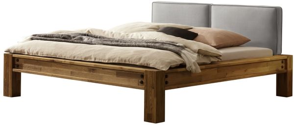 Greenville Bettgestell grau Eiche Massivholz 224cm x 165cm x 92cm