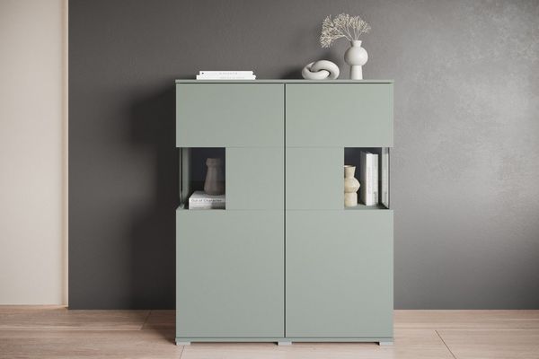 OTTO home Highboard Kenia (1 St), Modernes Highboard mit Glastüren, Breite 100 cm