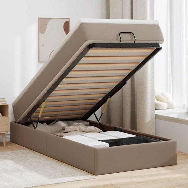 vidaXL Ottoman-Bett mit Matratze Cappuccino-Braun 100x200cm Kunstleder 3311025