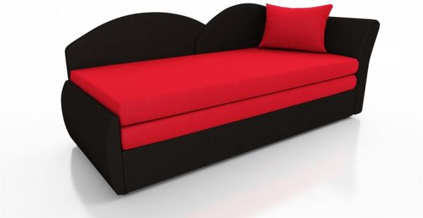 Sofa Schlafsofa inklusive Bettkasten ALINA / L- Stoff Alova Schwarz / Rot