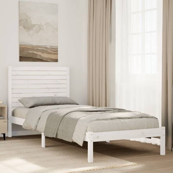 vidaXL Massivholzbett Extra Lang ohne Matratze Weiß 90x220 cm 3309310