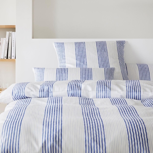 elegante Mako-Satin Bettwäsche Capri ozeanblau|135x200 cm + 80x80 cm
