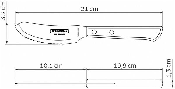 Tramontina Pizzamesser 21 cm Edelstahl mit Holzgriff Bild 2
