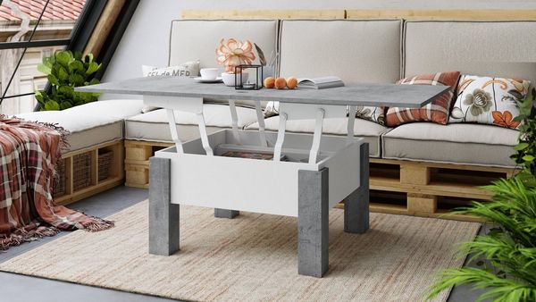 designimpex Couchtisch Design Oslo Tisch höhenverstellbar aufklappbar Esstisch