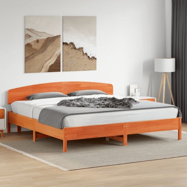 vidaXL Massivholzbett ohne Matratze Wachsbraun 180x200 Kiefernholz 3207200