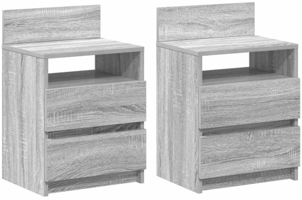 vidaXL Nachttische 2 Stk. mit 2 Schubladen Grau Sonoma 40x33x60 cm 858571