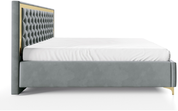 MEBLINI Polsterbett 160x200 mit Lattenrost und Matratze – ARONA GOLD – Dunkelgrau Samt – Doppelbett mit Bettkasten - Stauraumbett - Kopfteil Bett mit Stauraum Bild 2