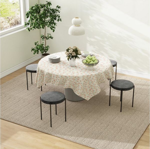 HOMCOM Esszimmerstuhl Thekenhocker mit gepolstertem Sitz, Rundhocker, Barhocker (Hocker, 4 St), für Wohnzimmer, Esszimmer, Dunkelgrau