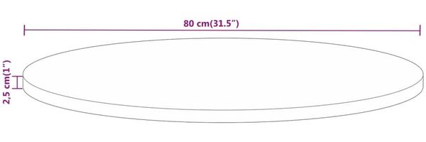 vidaXL Tischplatte Ø 80x2,5 cm Rund Raues Massives Mangoholz 370013 Bild 8